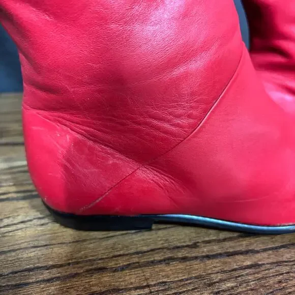 Women’s Red Leather Knee-High Boots Size 8 Made in Uruguay - Picture 6 of 8